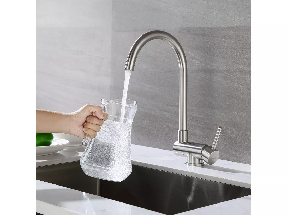 Lonheo Max 2pcs Mitigeur Cuisine Rabattable Pivotant 360°Robinet Cuisine avec Poignée Pliable Contre Fenêtre Robinet Evier Acier Inox 304,EU Modèle