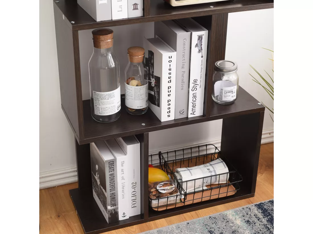 Etagère Bibliothèque Bois 5 Etagères Marron Wengè 172,5x60x24,5