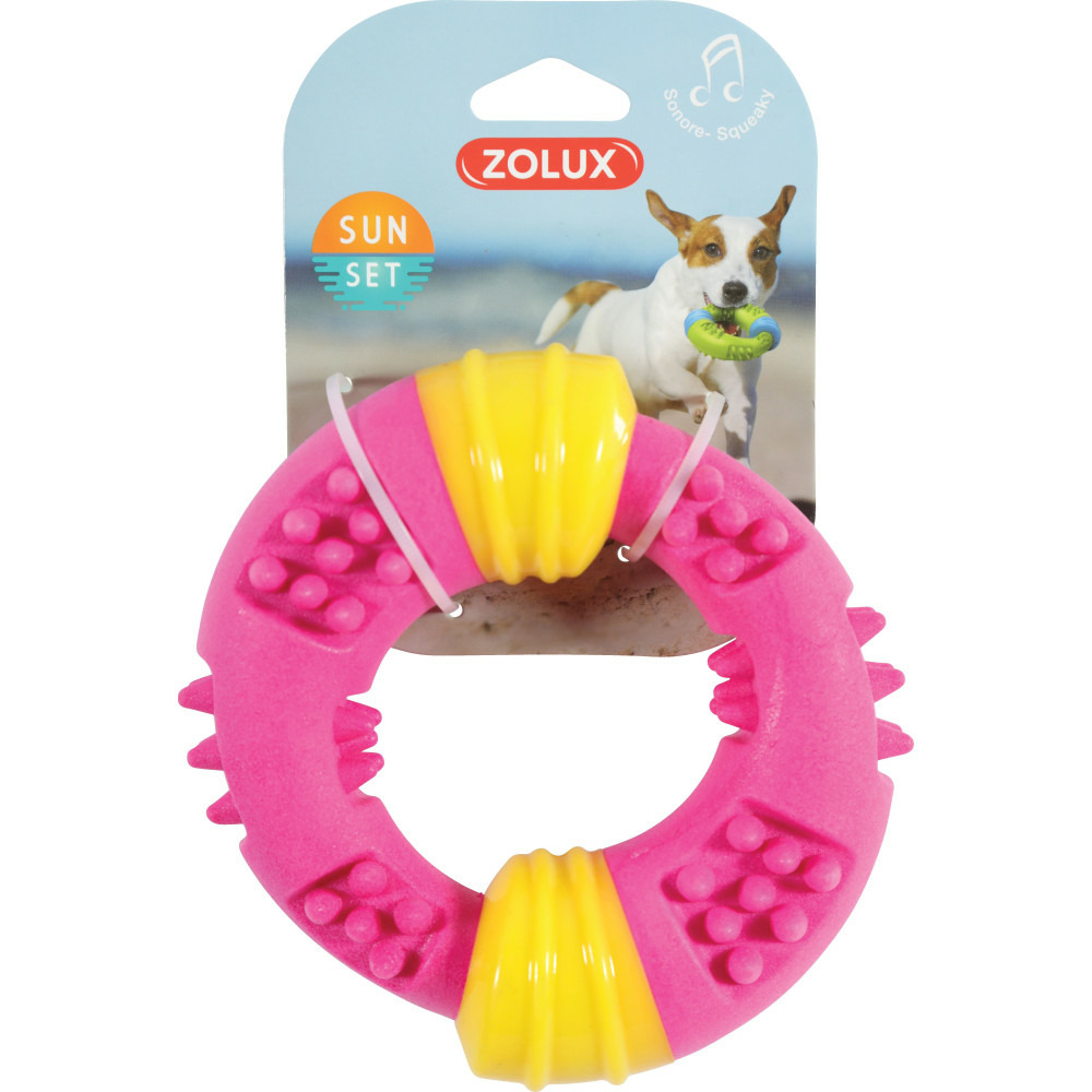Jouet anneau sunset 15 cm rose pour chien