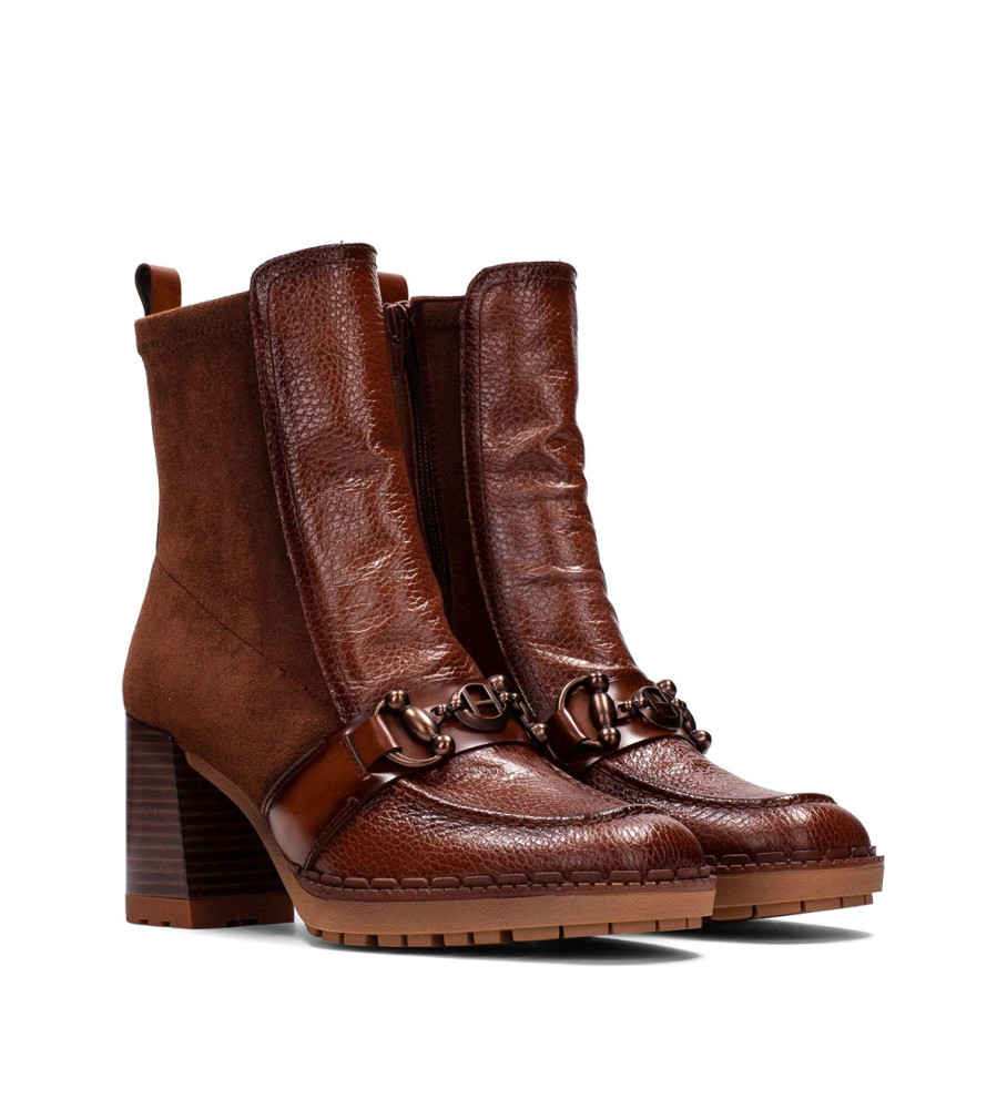 Botas de cano curto Hispanitas Michelle em couro marrom - Salto de 7 cm