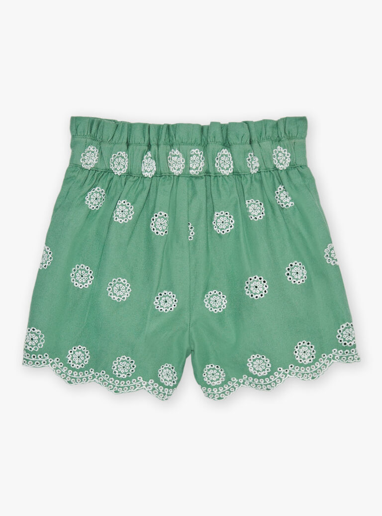 Short vert à broderies fantaisie