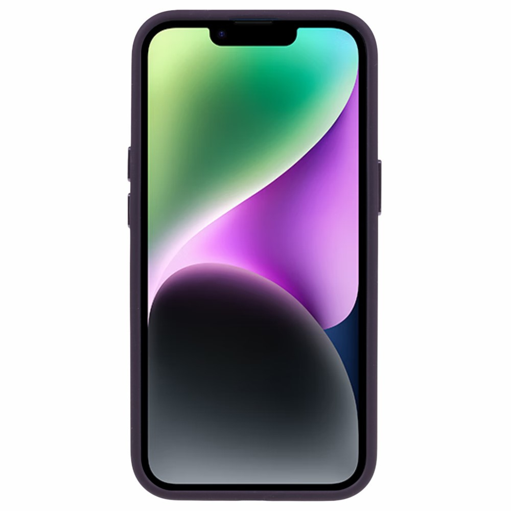 iPhone 15 Silikon Hardcase Hülle mit Alu Kamerarahmen - Dunkelviolett
