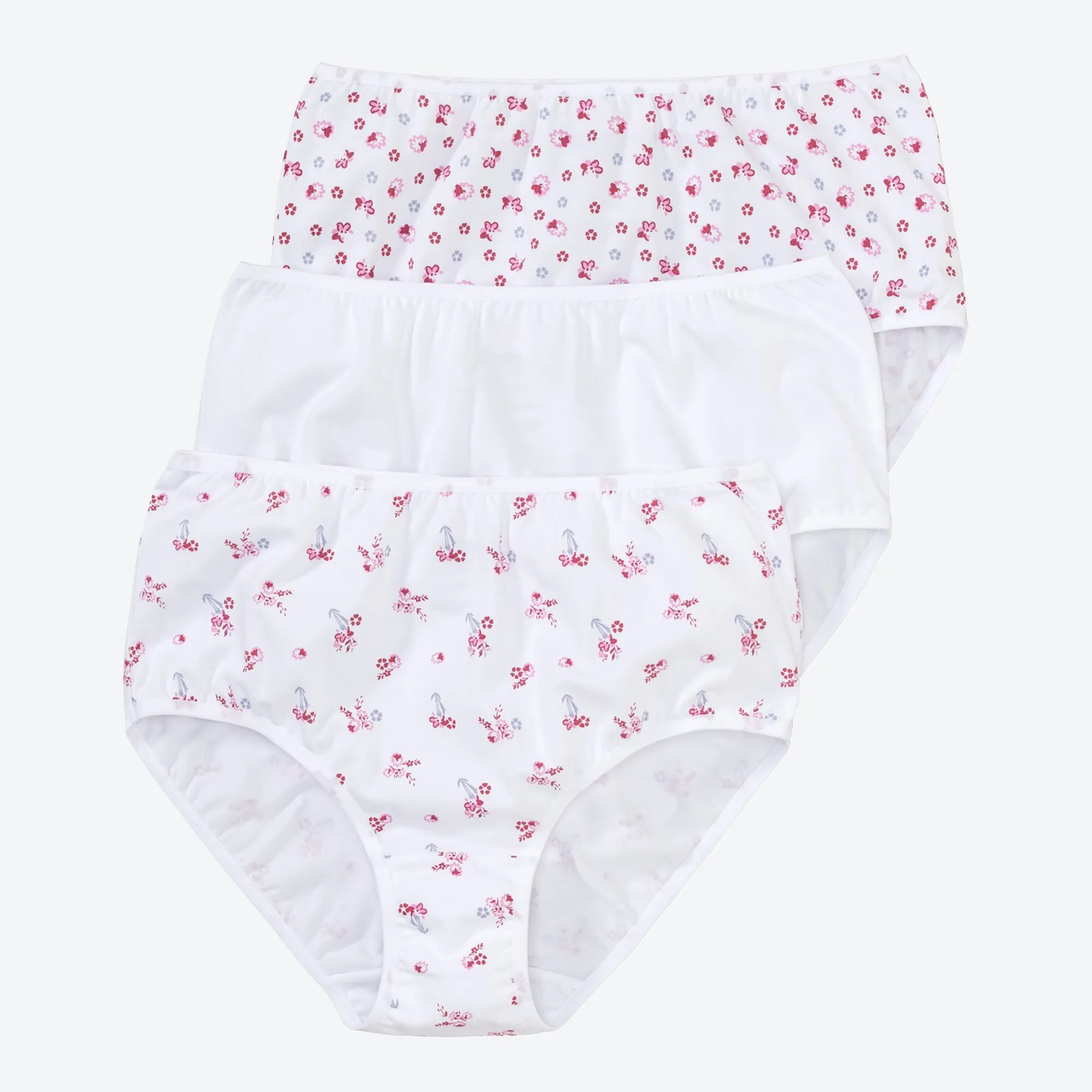 Damen-Taillenslip mit Blümchen-Muster, 3er-Pack