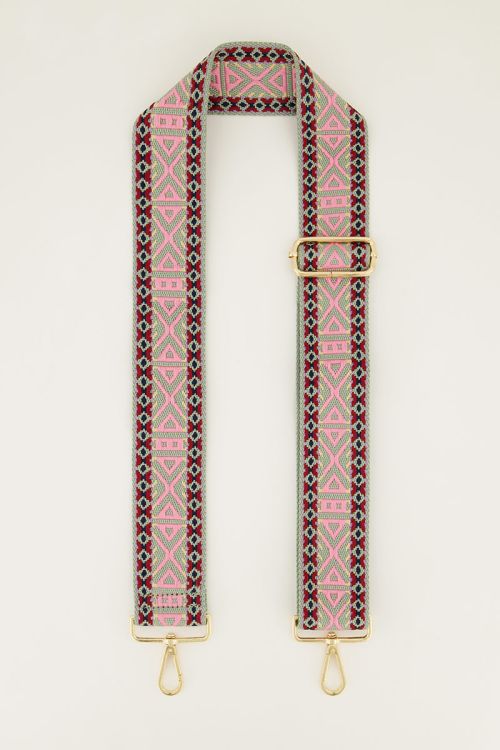 Multikleur bag strap met ikat print