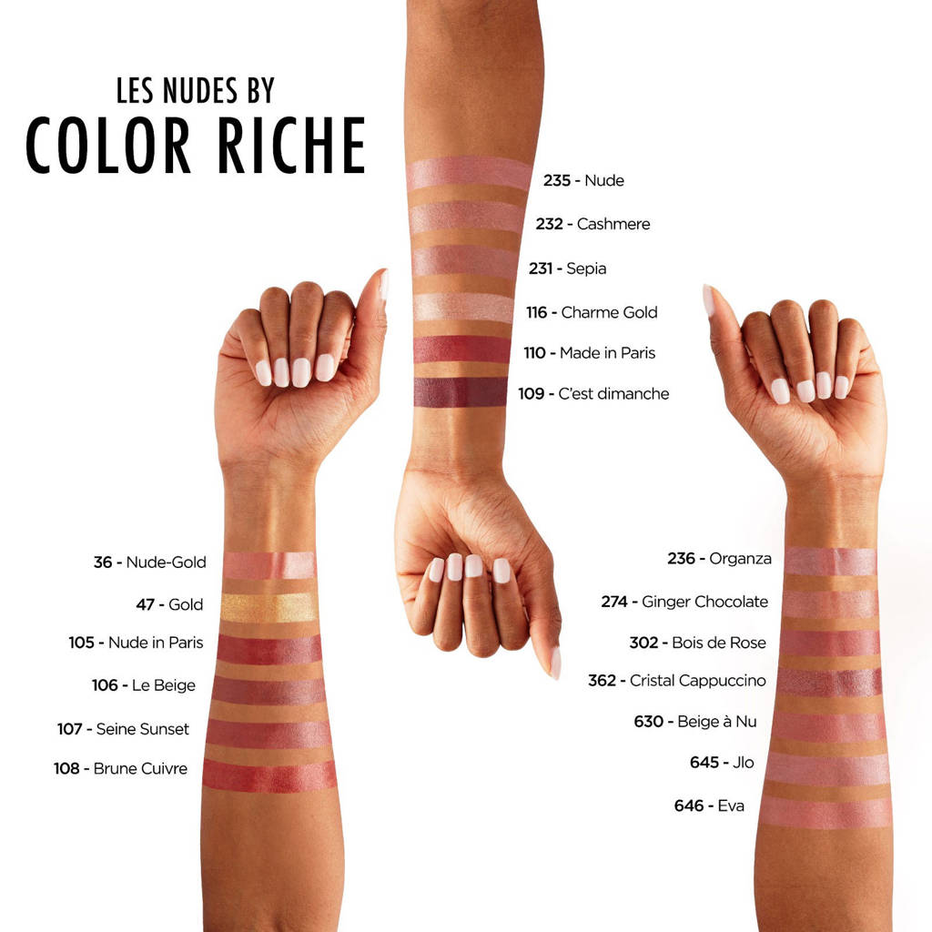 blijft goed zitten blijft geen parelmoer achterColor Riche lippenstift - 236 Organza nude