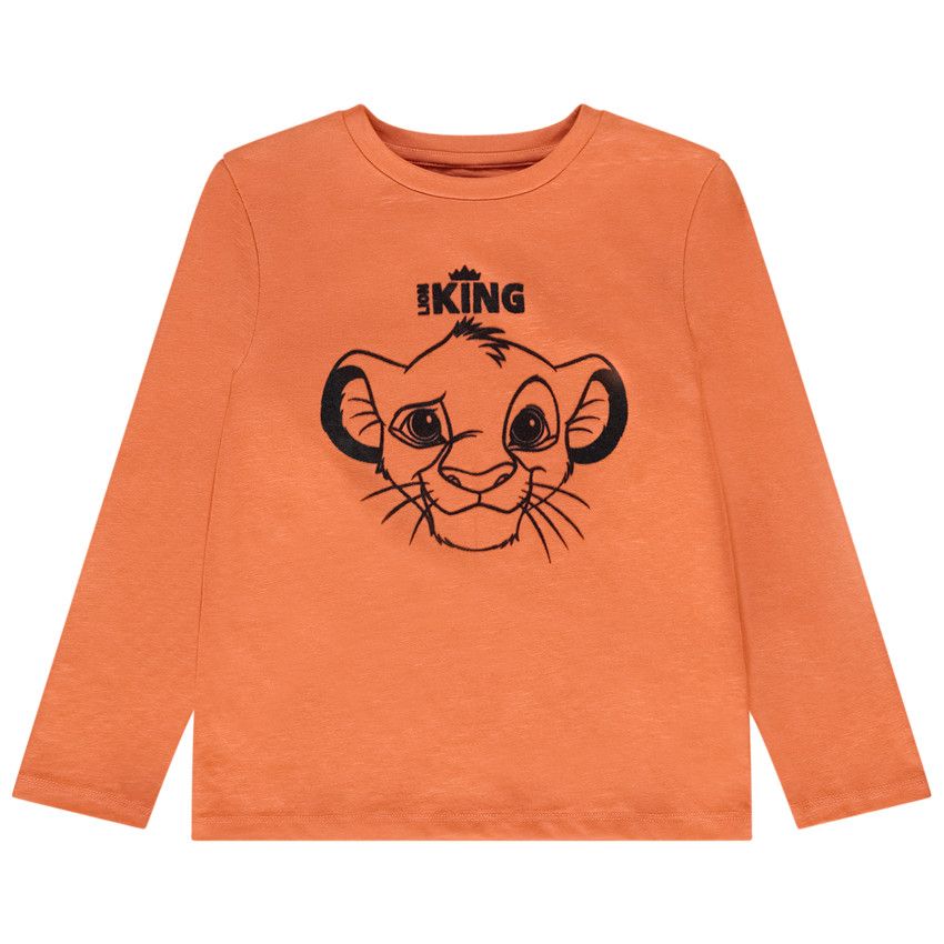 T-shirt manches longues en jersey print Le Roi Lion Disney pour garçon - Corail