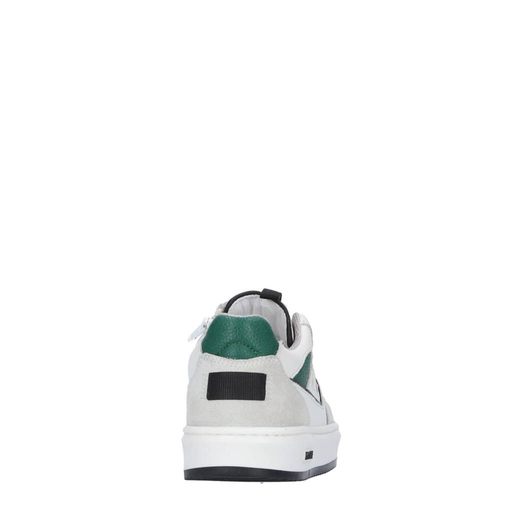 Hip leren sneakers wit/groen