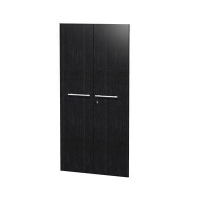 Jeu de 2 portes pleines - pour bibliothèque 4 étagères FLORA - L80 x H153,8 cm - imitation frêne noir