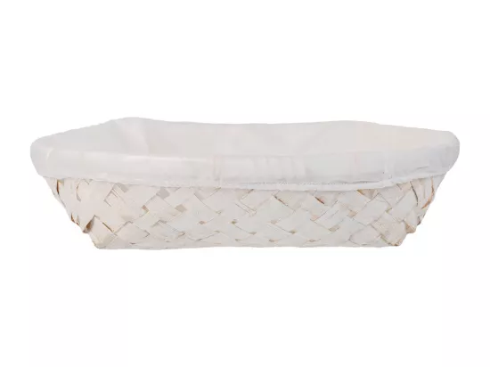 Panier rond en bambou avec doublure blanche d28x06h