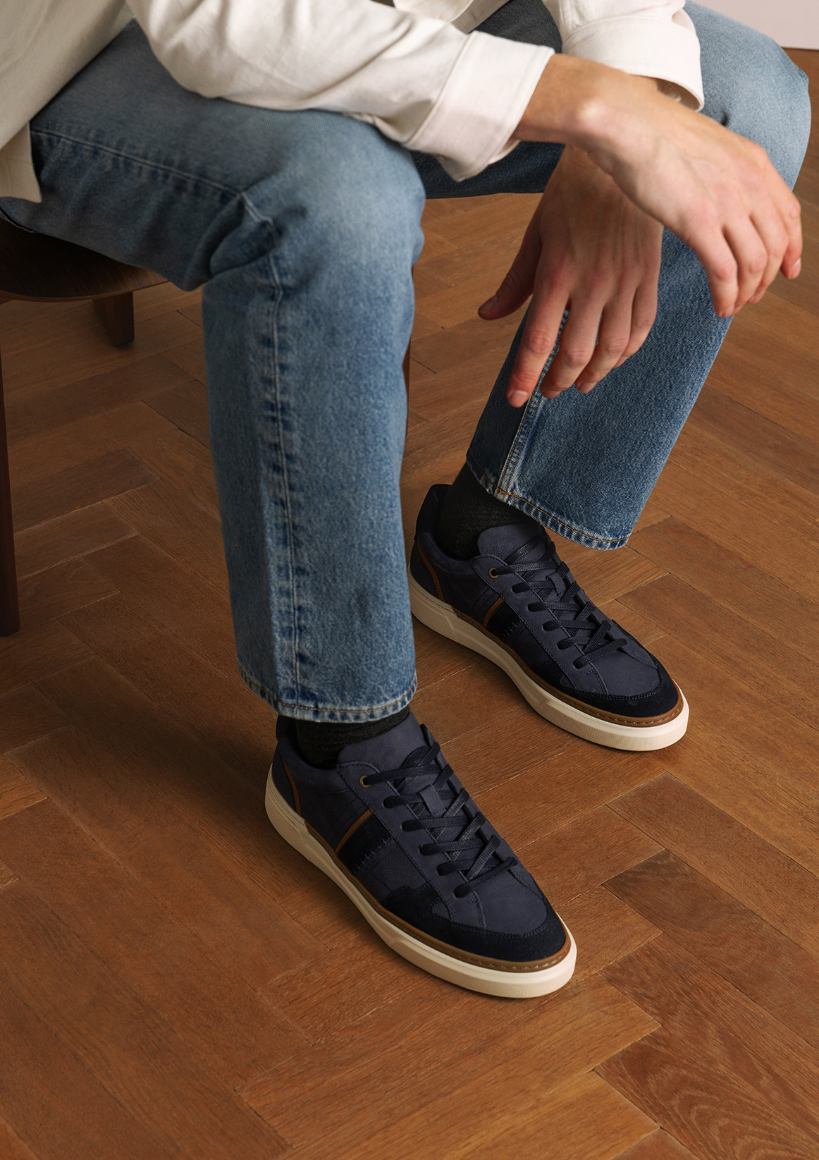 Blauwe nubuck sneakers