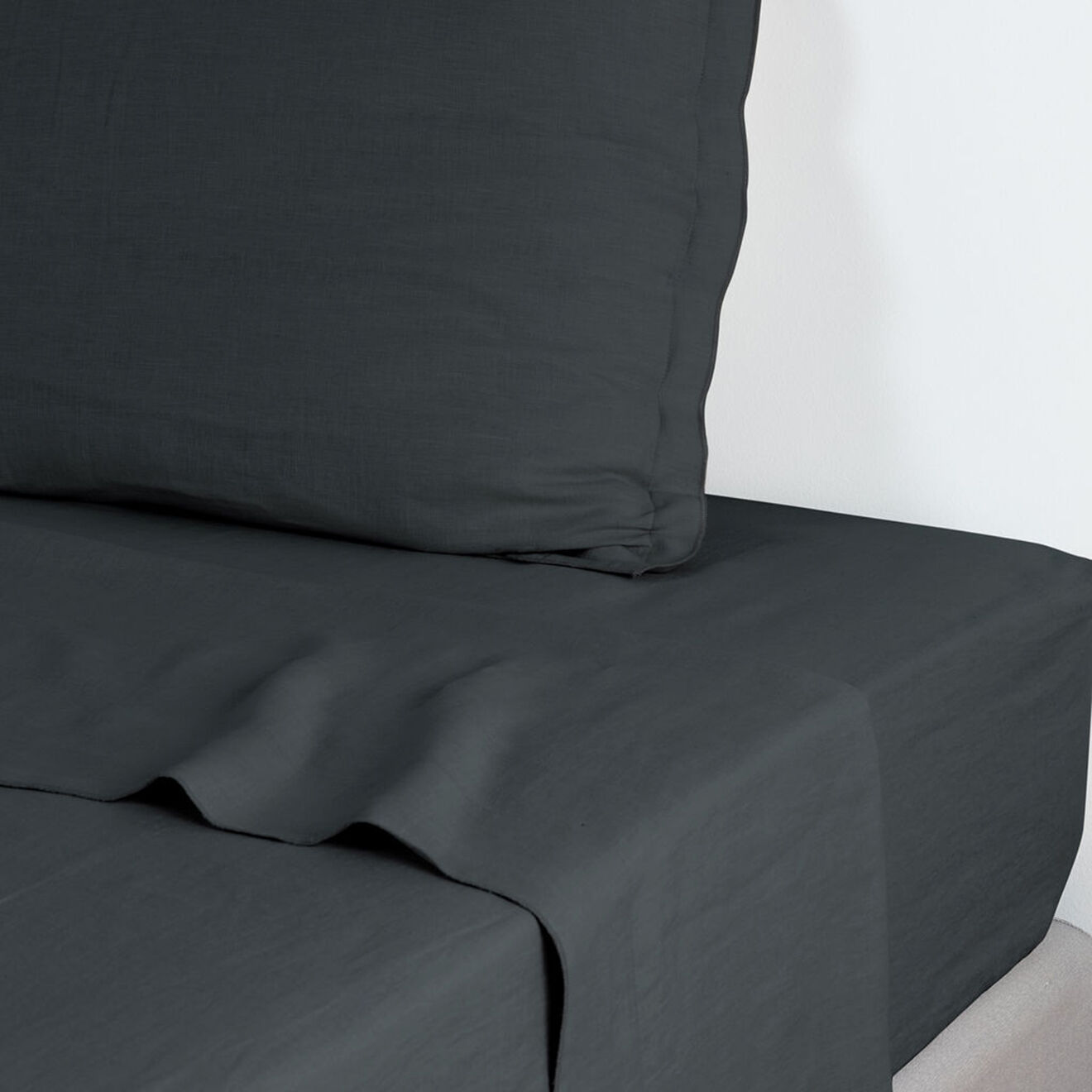 Febronie Drap plat lin lavé Hortense gris ardoise