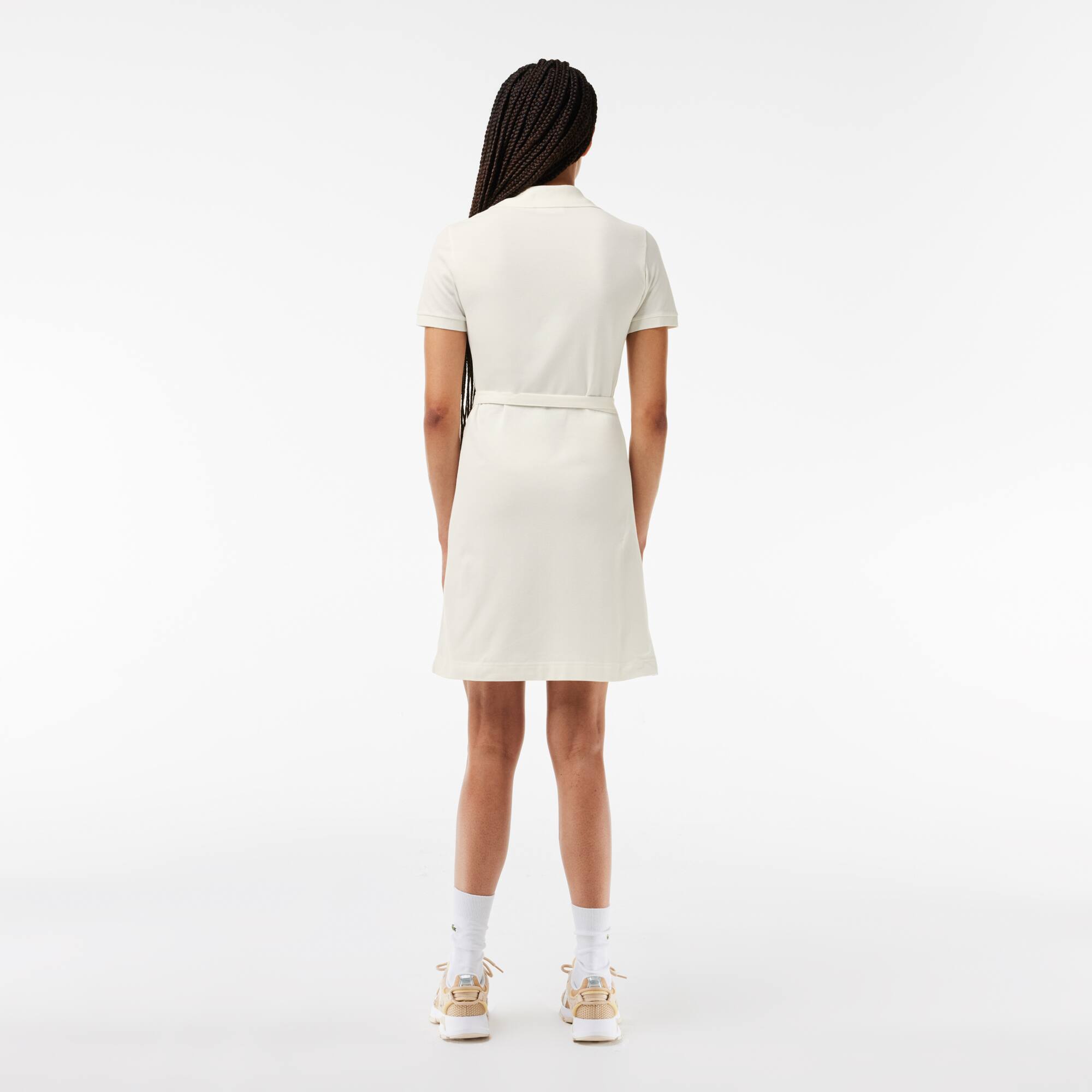 Robe manches courtes en mini piqué extensible Robes & Jupes - Blanc - Lacoste - Femme