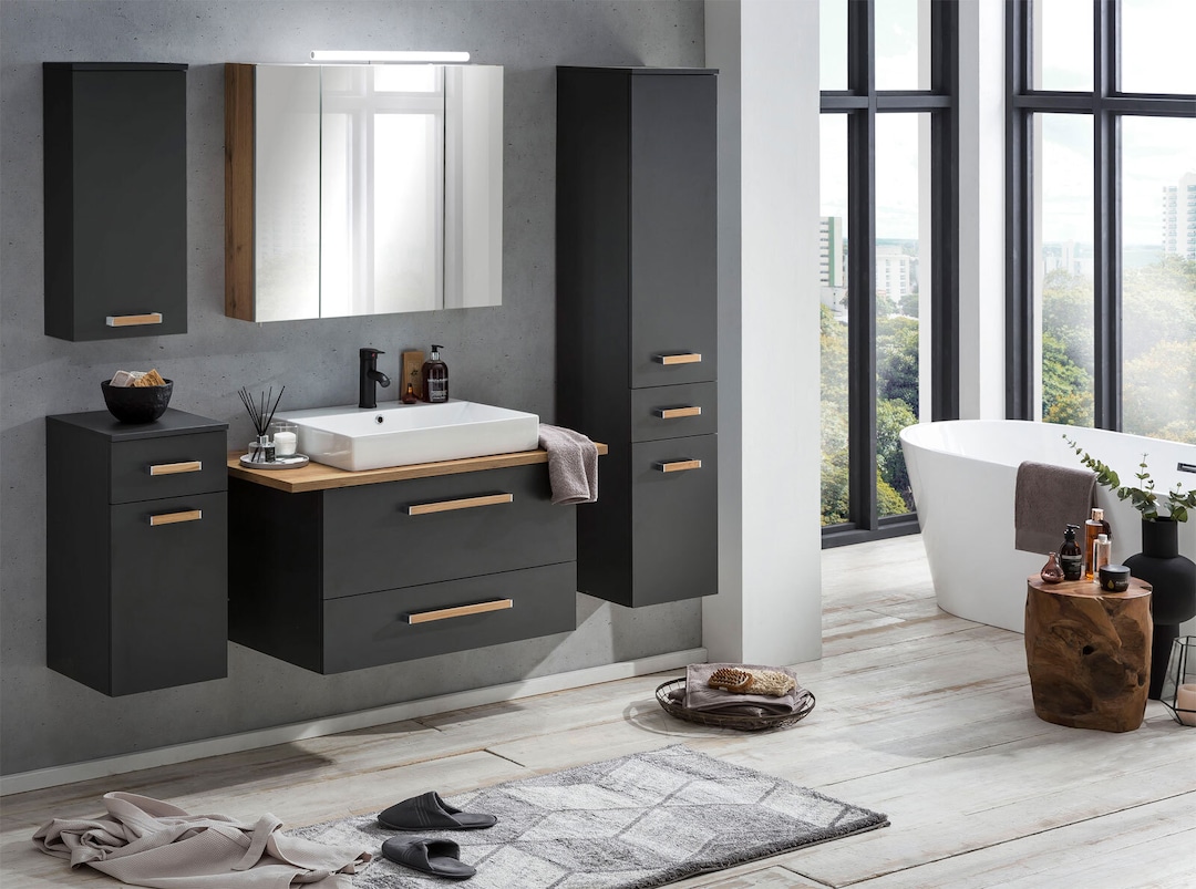 CASAVANTI Spiegelschrank 80 x 71-75 x 16 cm Glas grau