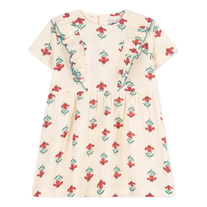 Petit Bateau Robe Manches Courtes Gaze de Coton | Ecru