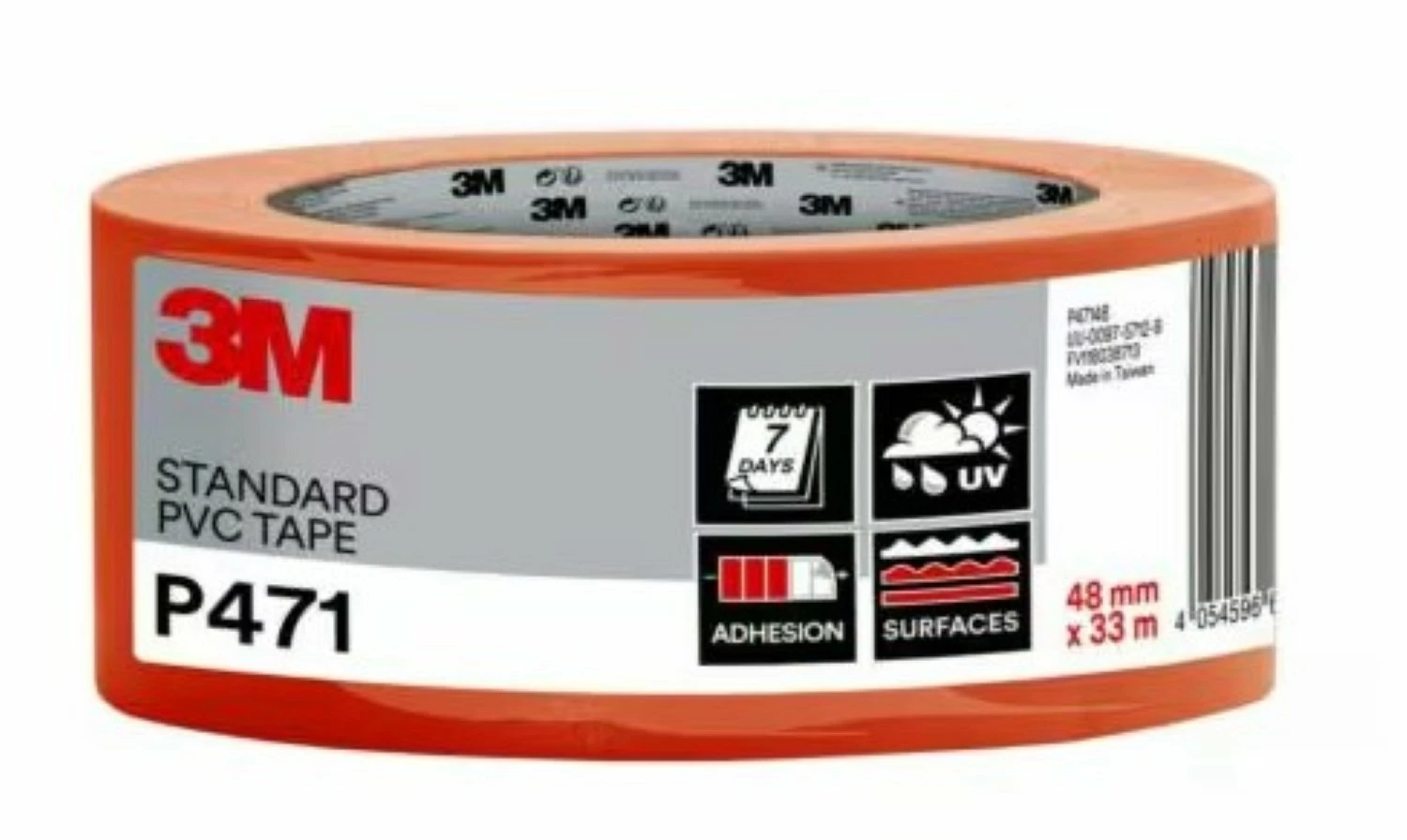 3M P471 PVC-tape - 48 mm x 33 m - oranje