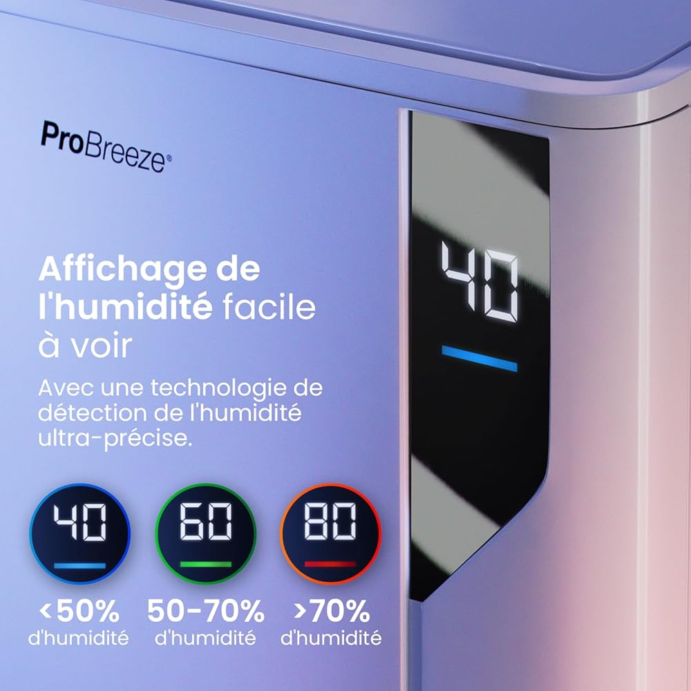 Pro Breeze Déshumidificateur d Air 20L/Jour - Deshumidificateur économe en énergie avec Mode Séchage des Vetements, Capteur et indicateur d'humidité, Filtre - Absorbeur d'humidité et moisissures : Cuisine et Maison