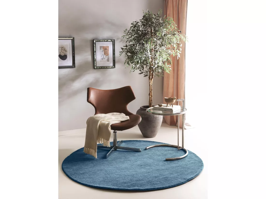 Tapis de laine Jamal Bleu ø 160 cm rond