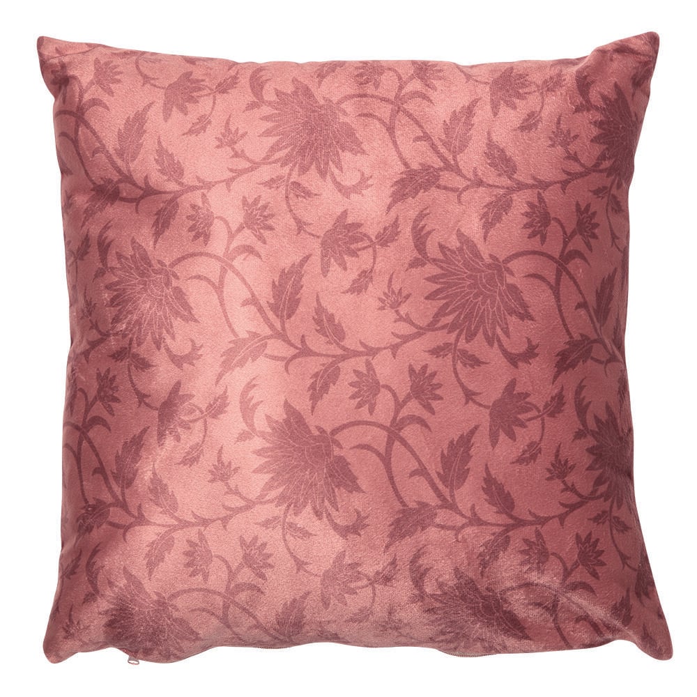 Housse de coussin vieux rose motif végétal
