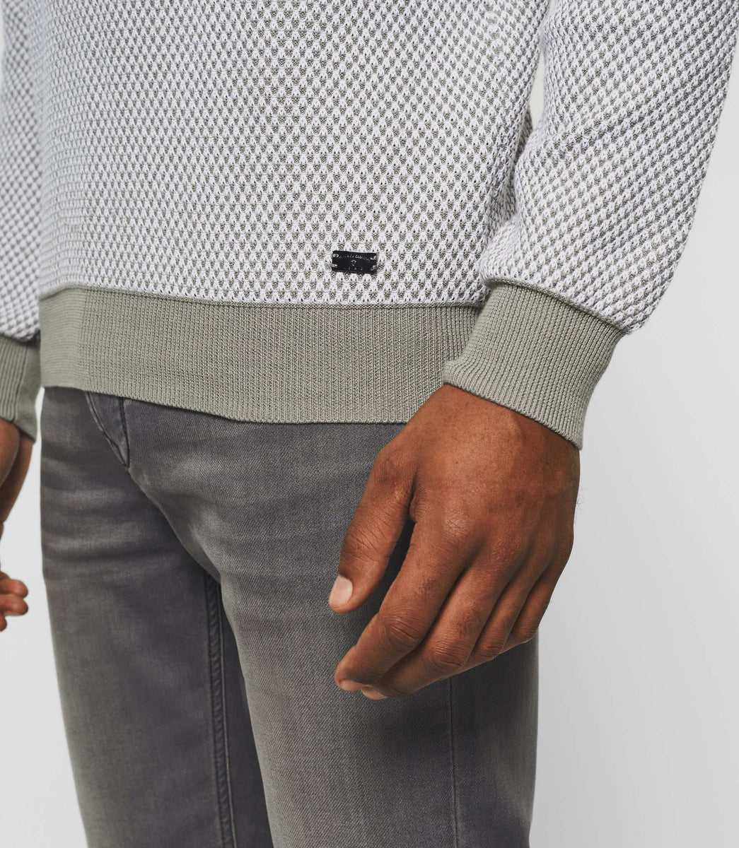 Pull col rond taupe 
