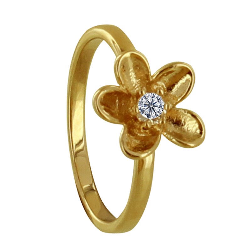Bague Plaqué Or Fleur et Son Strass