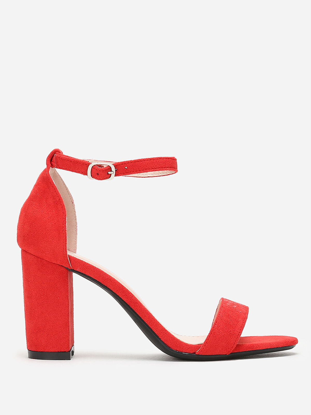 Sandales à brides et talon carré- Rouge
