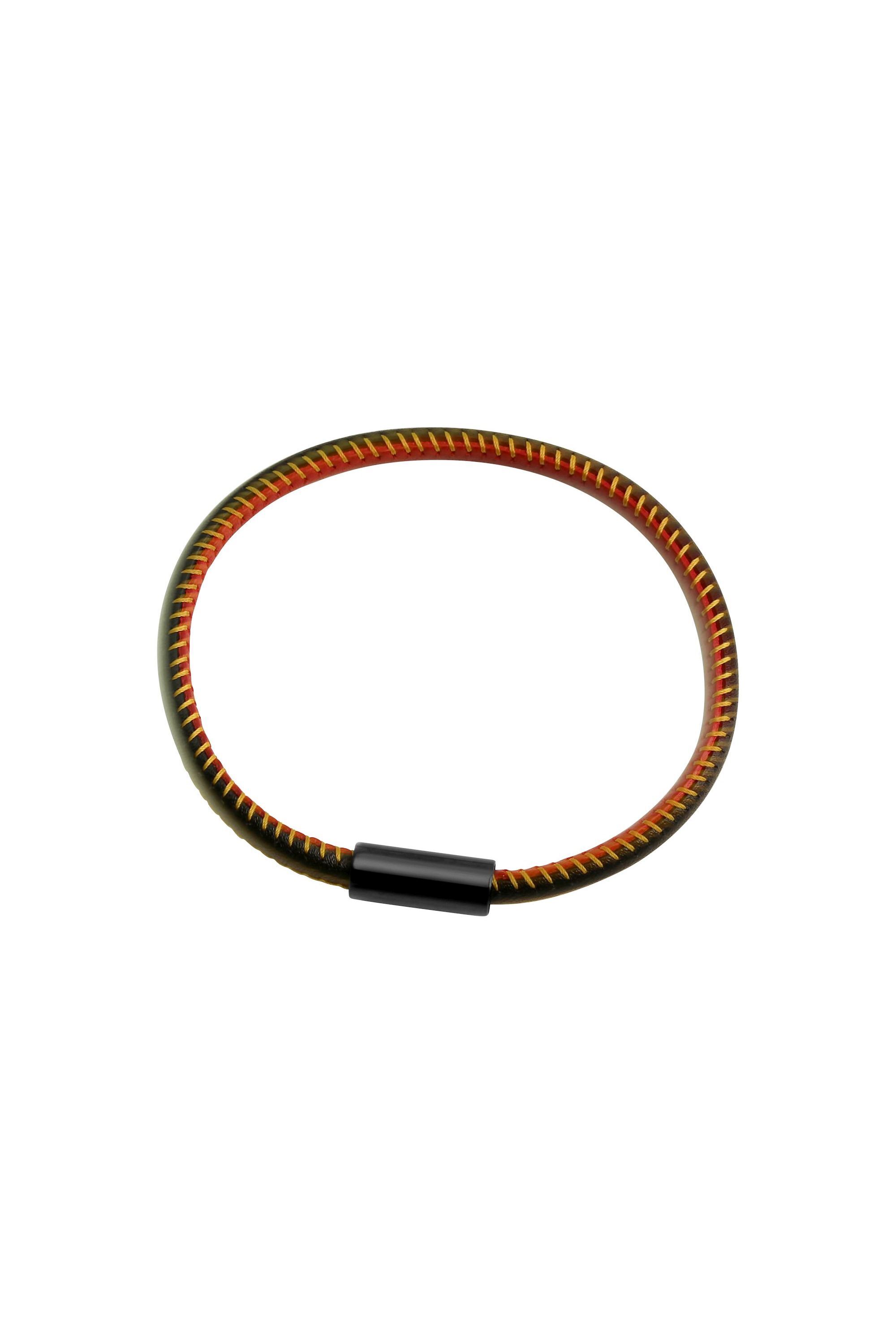 Zeeme Stainless Steel Armband echt Leder mit Deutschland-Farben 19cm