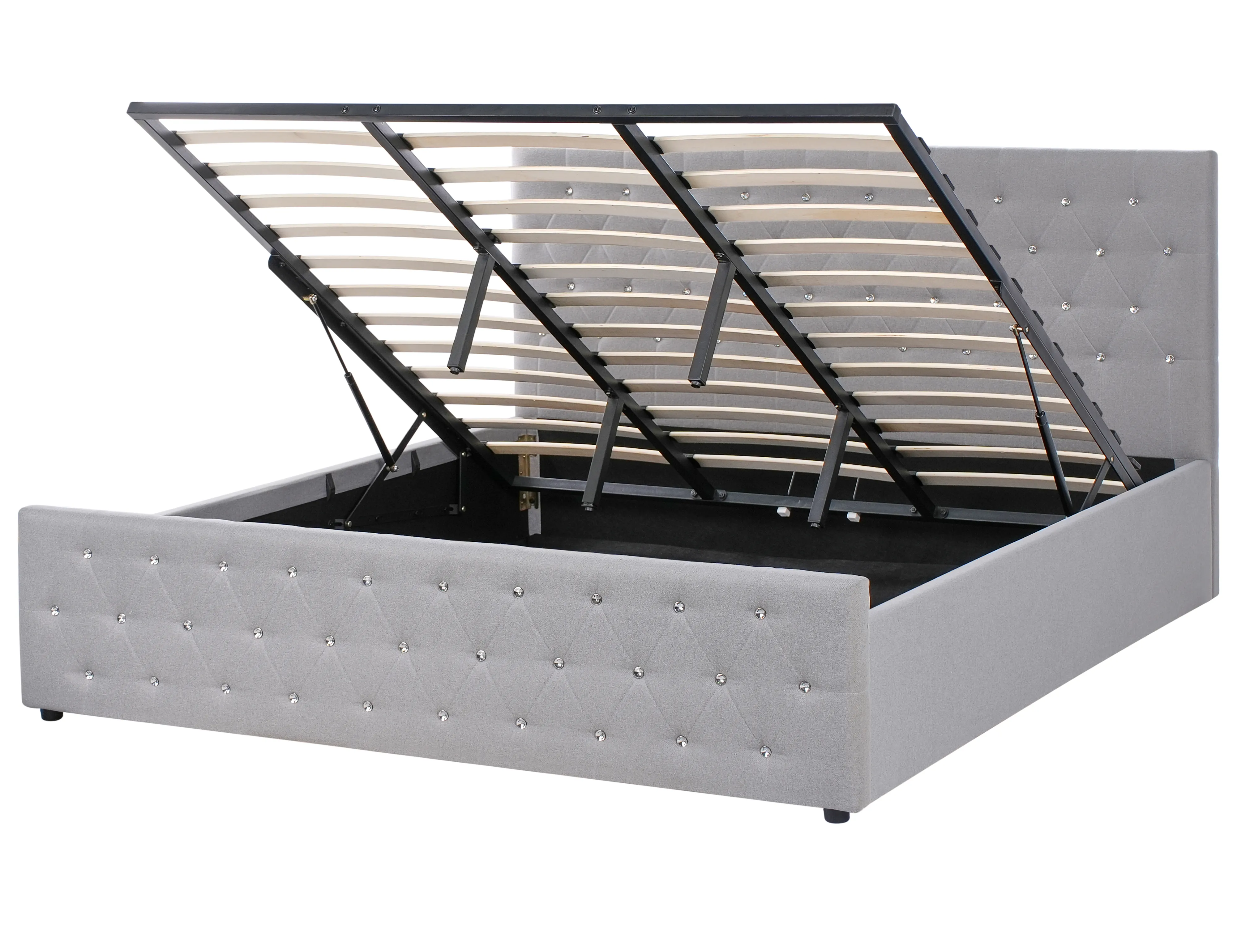 Bed met opbergruimte Stof AMIENS 180 x 200 cm Lichtgrijs