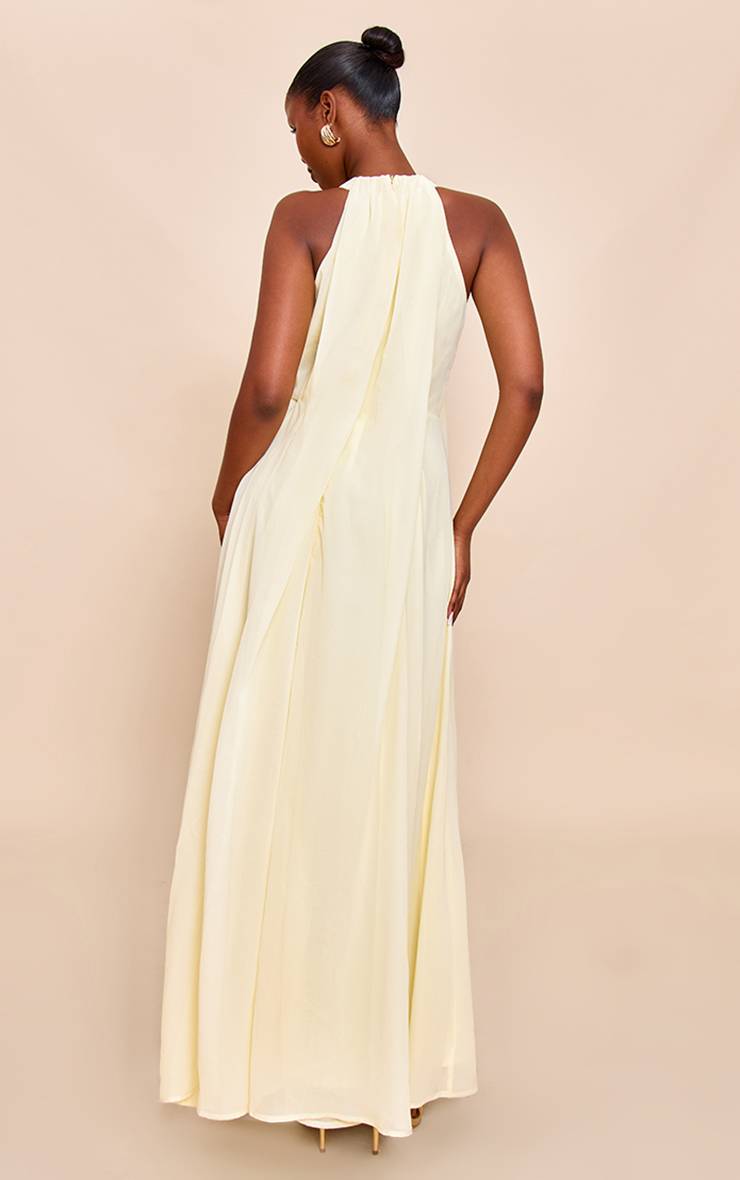 Citron Robe Maxi En Mousseline À Plis Extrêmes