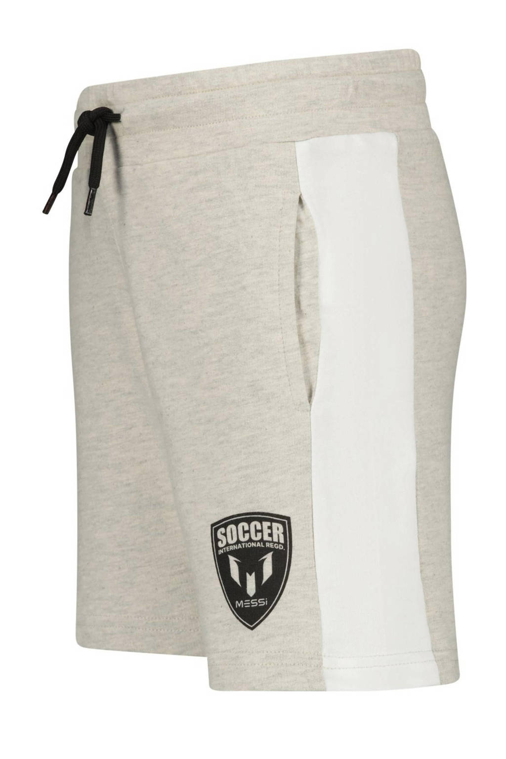 Messi sweatshort Reron met printopdruk lichtgrijs melange