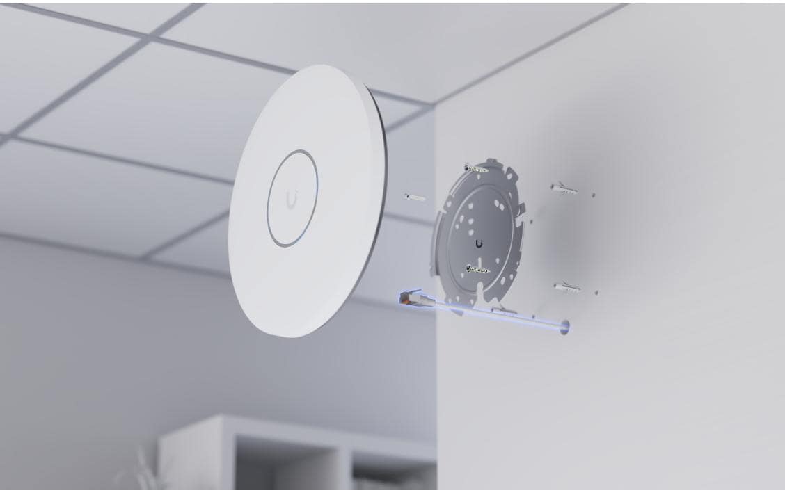 Access Point UniFi U7 Pro XGS Weiss<br>An der Decke montierter 8-Stream WiFi 7 AP mit dediziertem Spektralscan-Funkgerät und 10/5/2.5/1 GbE-Unterstützung