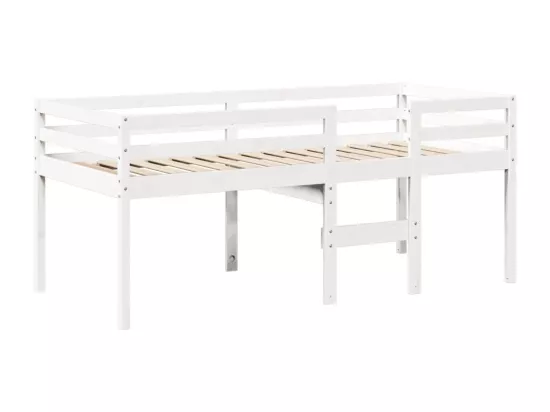 Lit haut sans matelas blanc 90x200 cm bois de pin massif