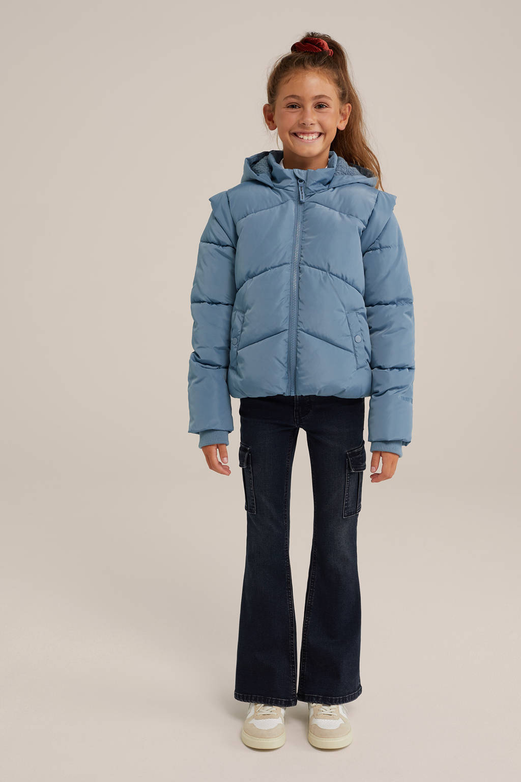 WE Fashion gewatteerde winterjas lichtblauw
