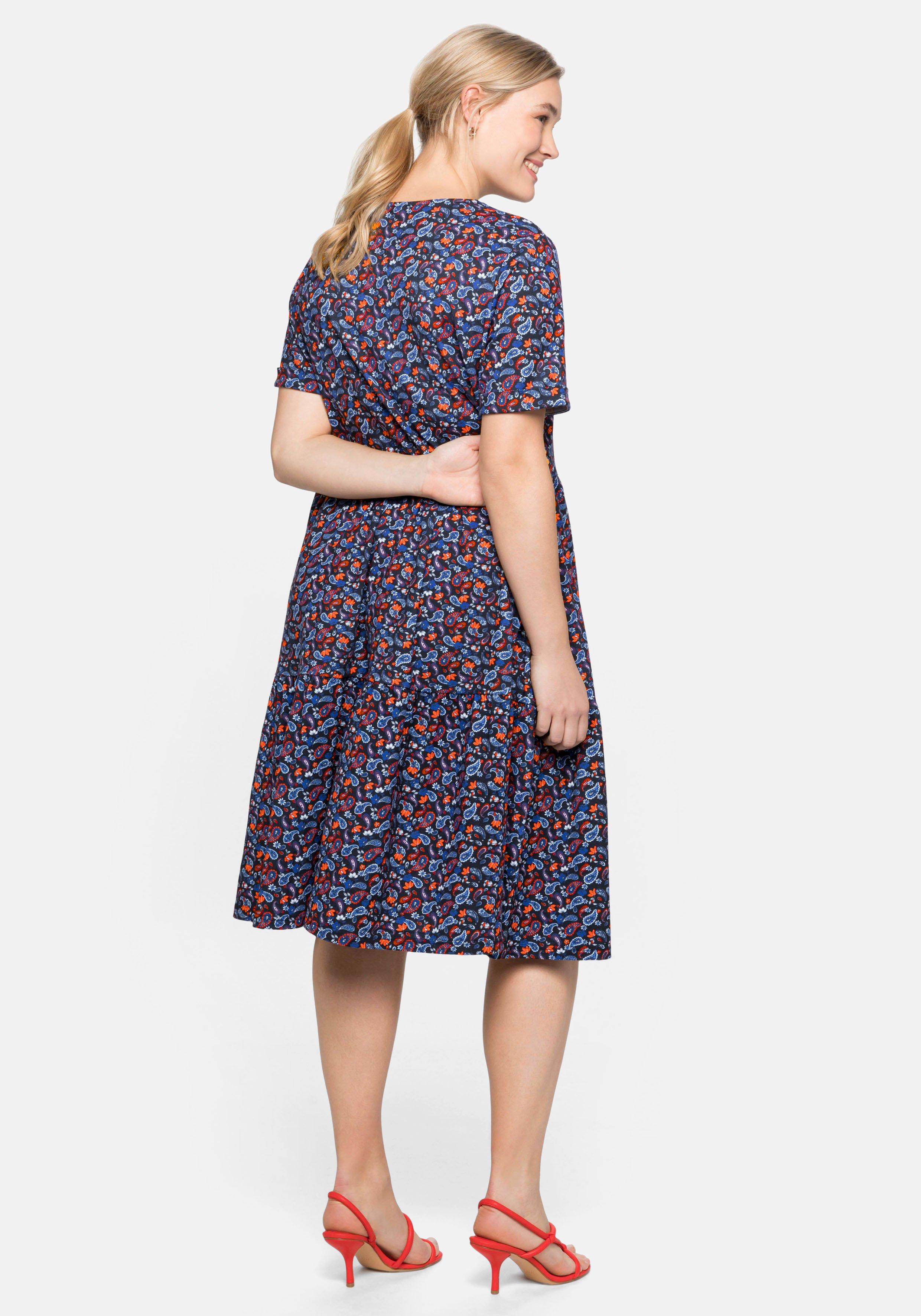 Shirtkleid mit Paisleydruck und Lochspitze