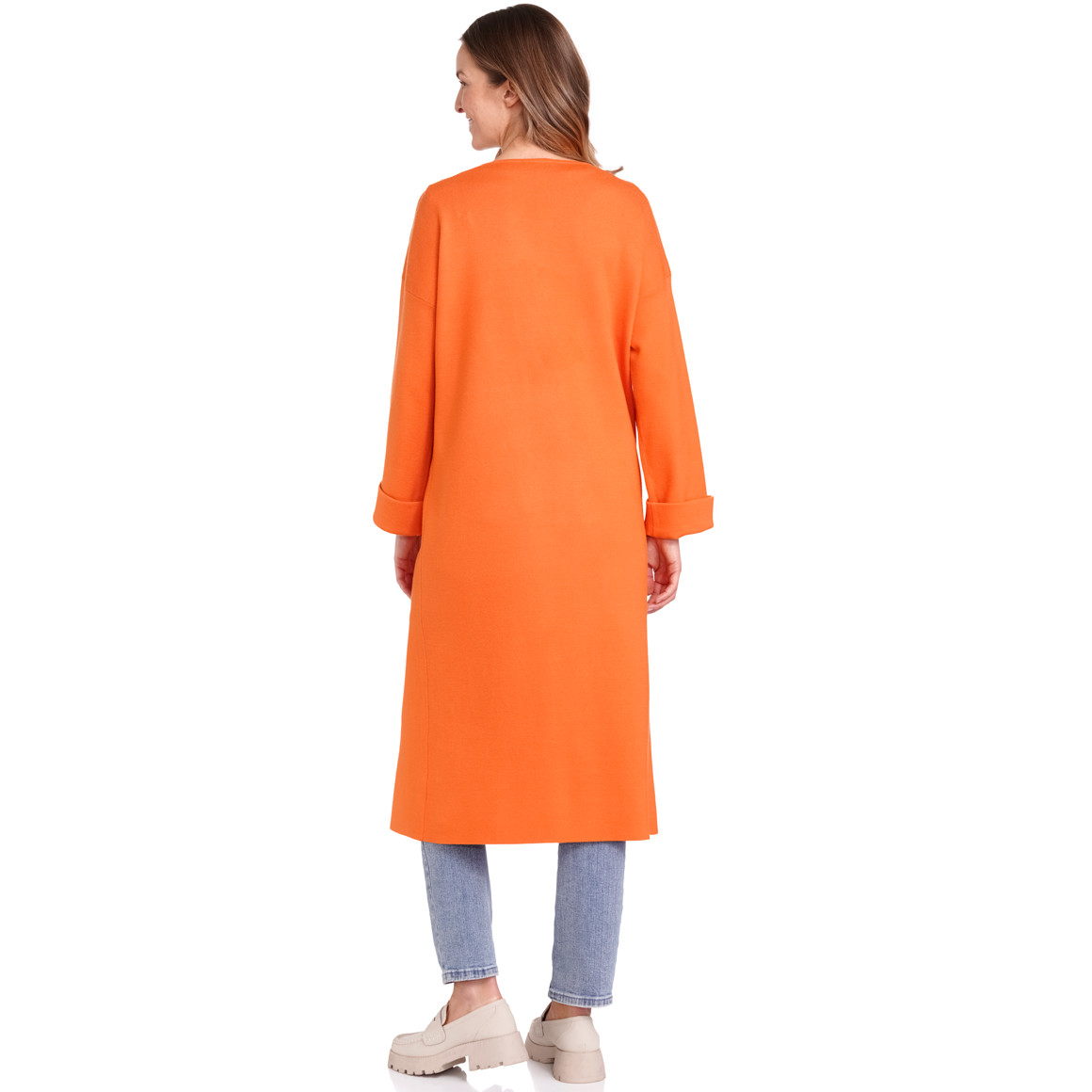 Gina Benotti Damen Strickjacke lang geschnitten orange