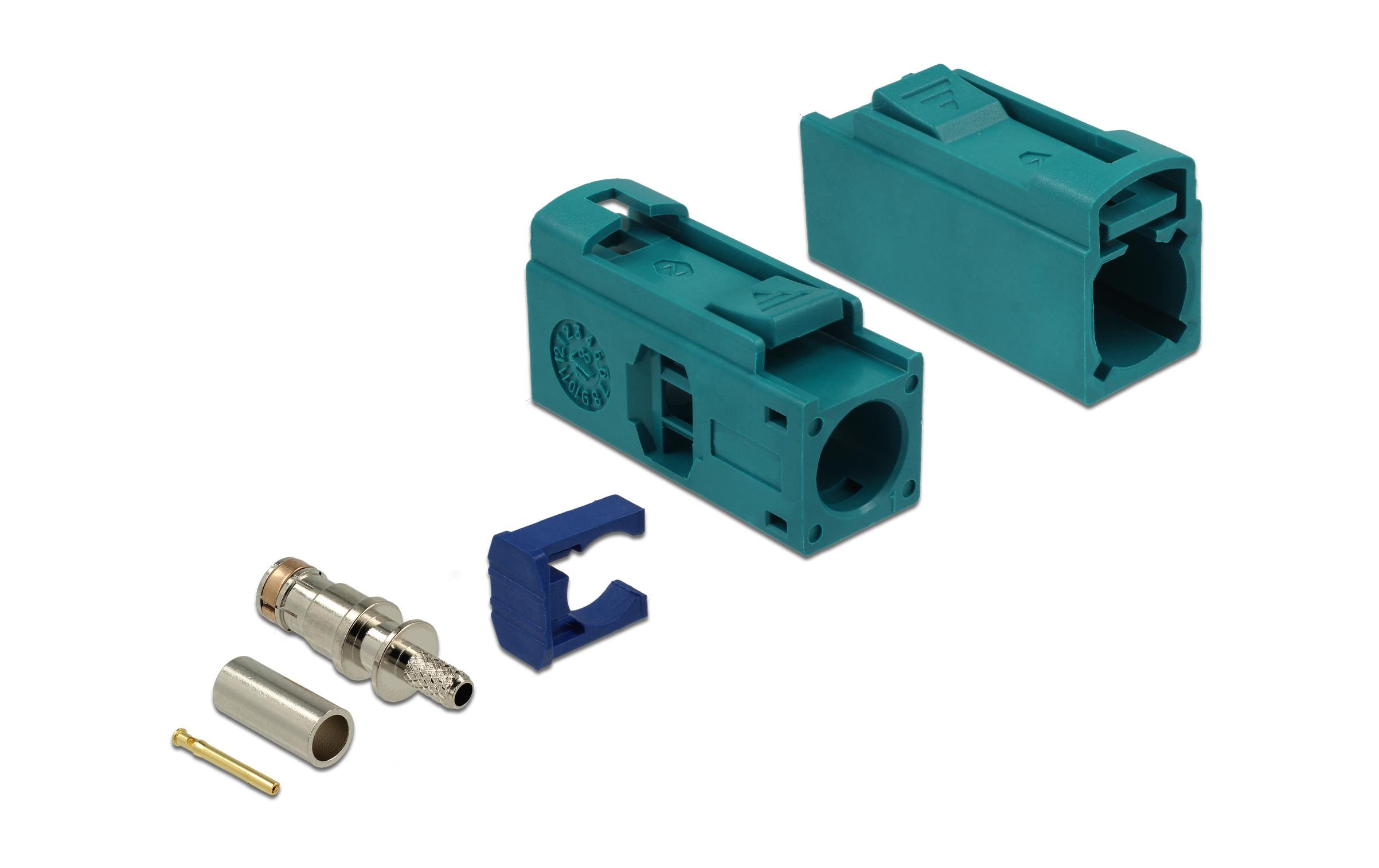 Antennenadapter zum Crimpen FAKRA Z Buchse (f) - Offen OffenDelock FAKRA Z Buchse 25 mm (lang) zum Crimpen