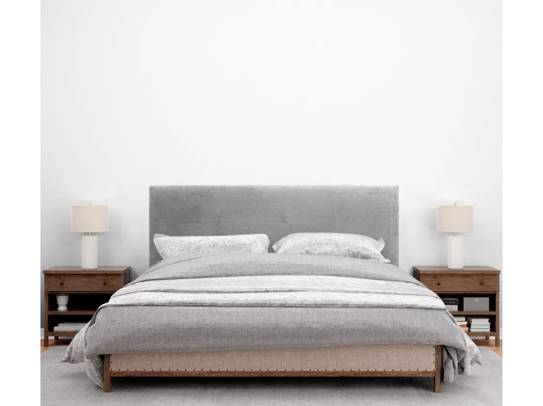 DHOME Tête de Lit Velours Côtelé Uni 160x60 Lits 150/160 - Gris