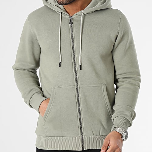 Sweat Zippé Capuche Vert Kaki