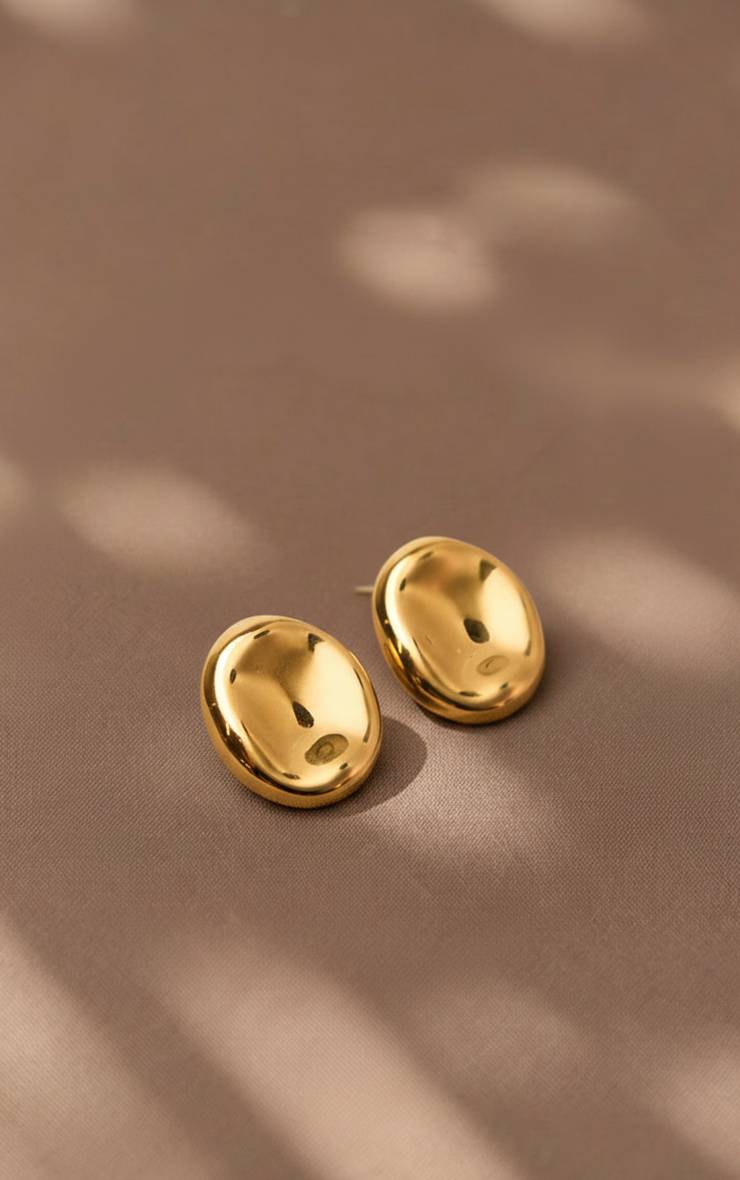 Doré Boucles D'oreilles Clous Circulaires Martelées En Acier Inoxydable