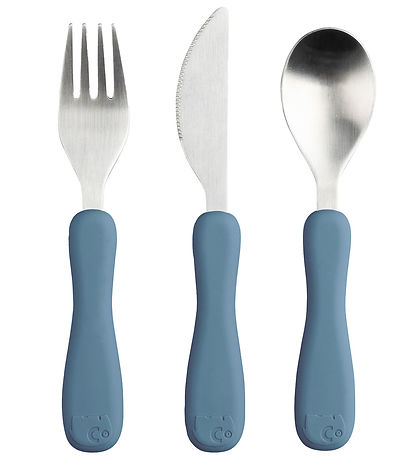 Sebra Bestik - Silikone/Rustfrit St?l - Fanto - Nordic Blue
