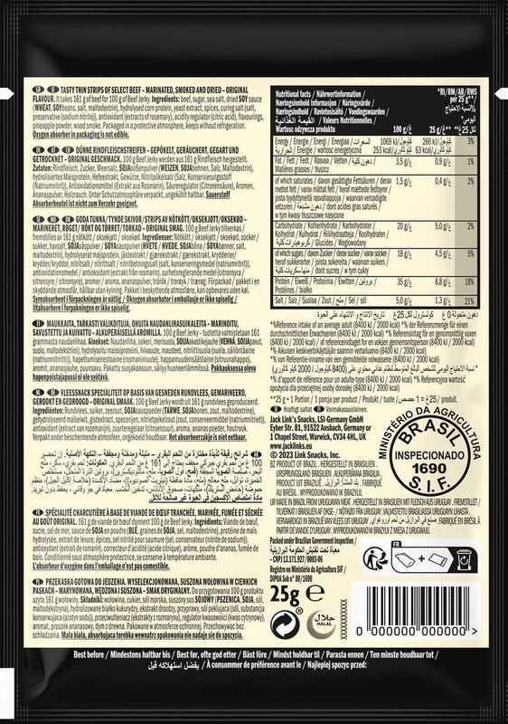 Jack Link's - Beef Jerky Original - Gedroogde Beef Jerky - 12-pack (12 x 25 g)