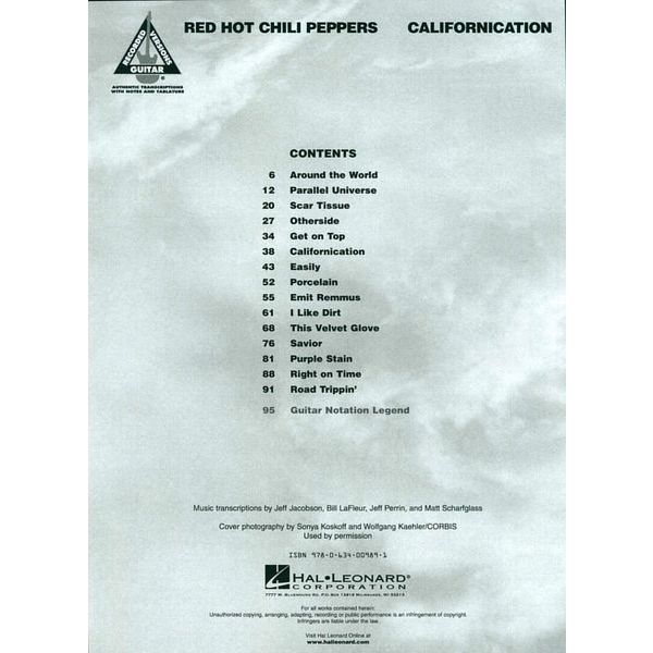 Hal Leonard RHCP Californication Guitar