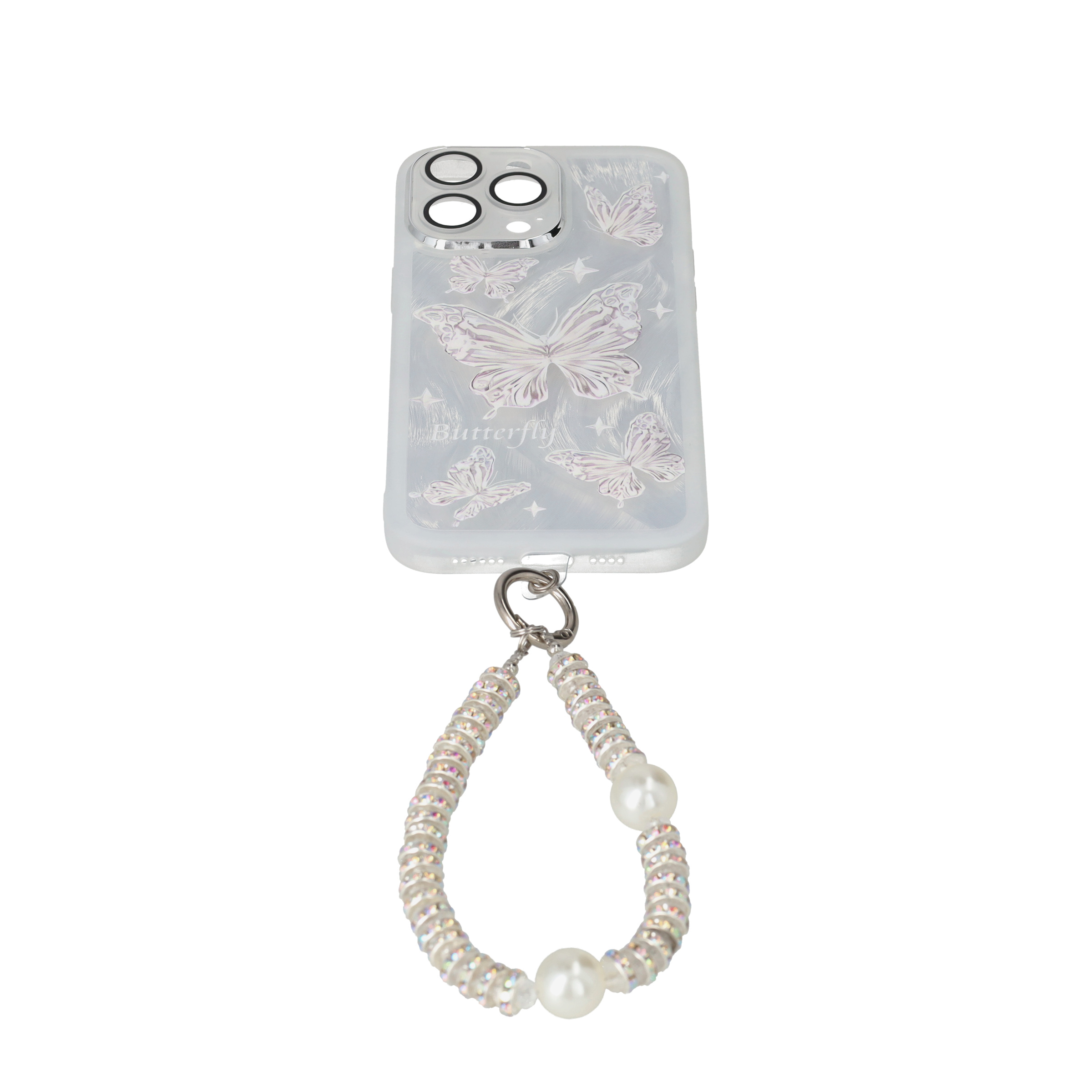 iPhone 14 Pro Max Gummi Case Schutzhülle mit Handschlaufe   Kameraschutz - Butterfly