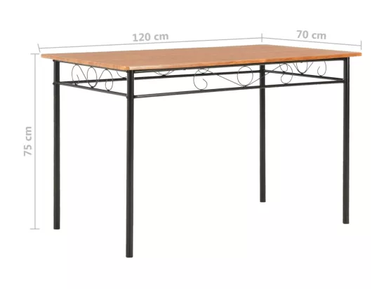 Ensemble de salle à manger 7 pcs MDF et acier Marron