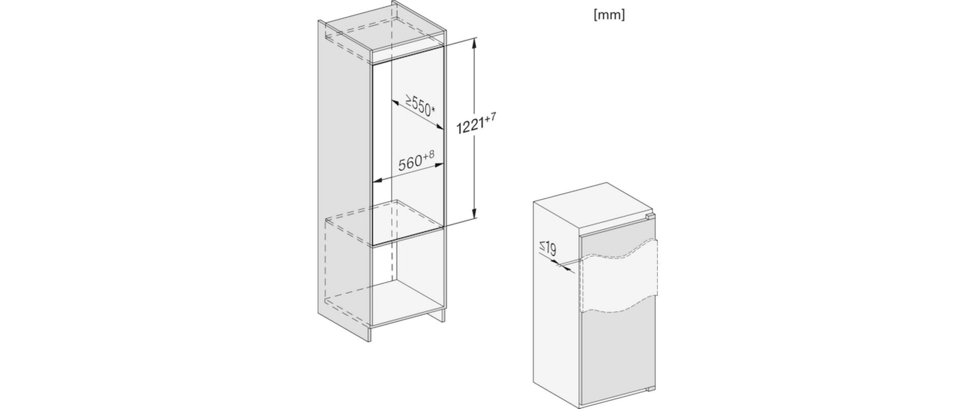 Einbaukühlschrank K 7328 D Links<br>Einbau-Kühlschrank mit 4 Sterne-Gefrierfach, LED-Beleuchtung, SoftClose und SuperKühlen für mehr Komfort