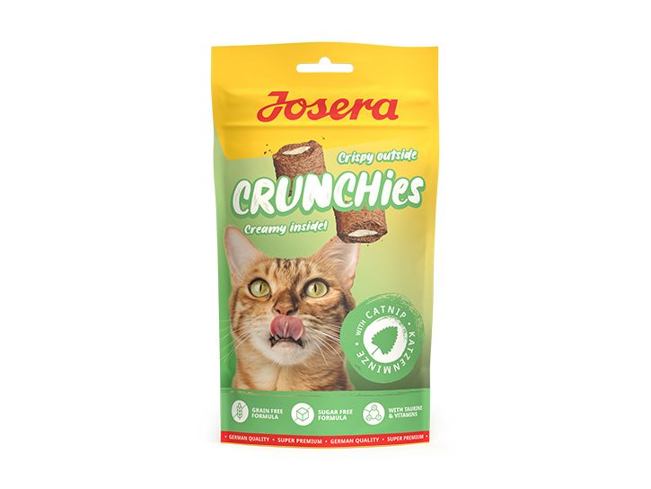 Josera Katzen-Snack Crunchies with Catnip, 60 g Knuspriger Katzen-Snack mit cremigem Kern