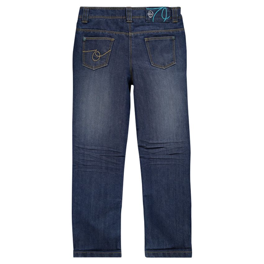 Jeans coupe droite effet used - Bleu stone