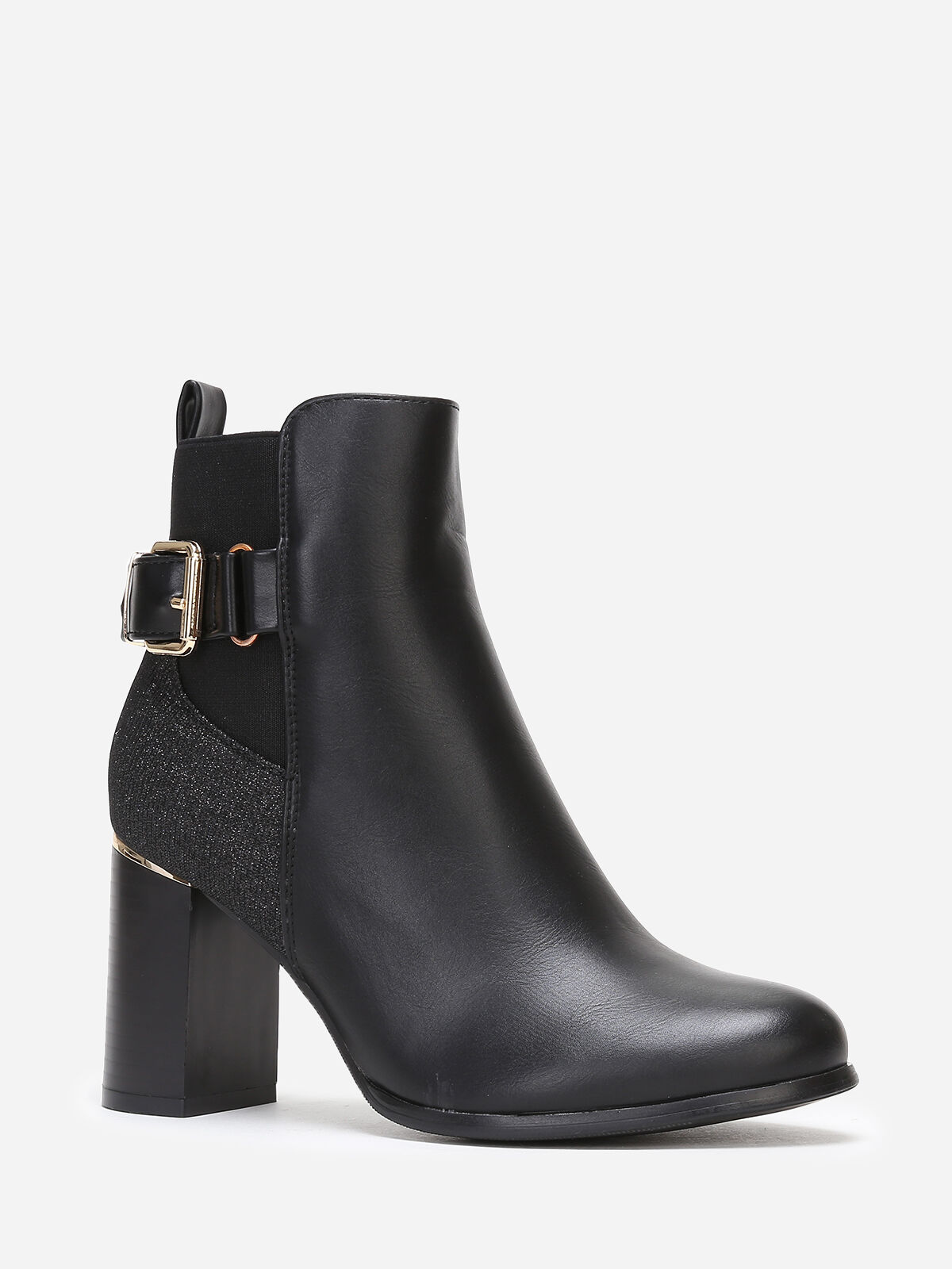 Bottines chelsea pailletées à talon- Noir