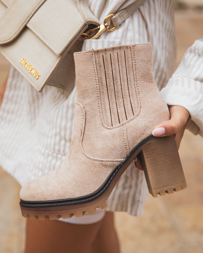 Bottines femme taupe à talon - Frida