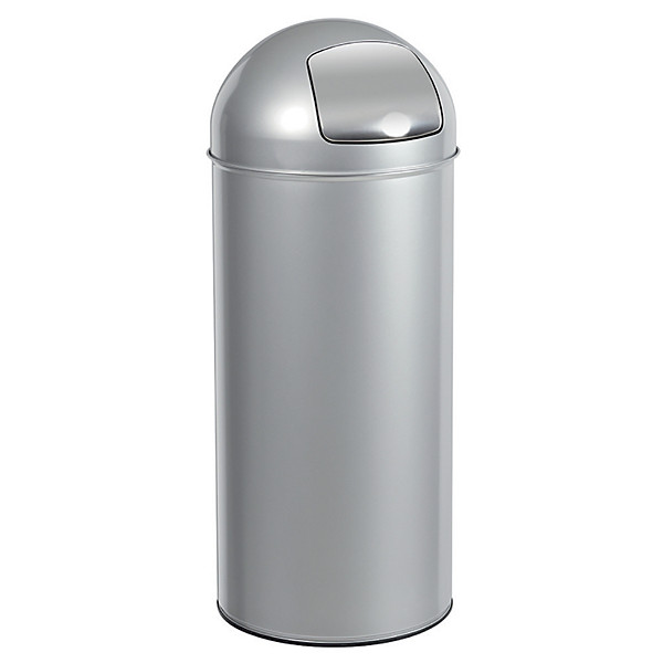 Poubelle Push  Rossignol 45 L gris métal,  couvercle à trappe