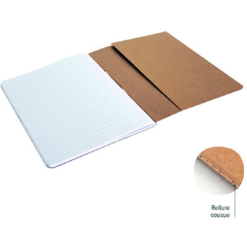 Carnet publicitaire piqué recyclé 14,7 x 21 cm ligné 120 pages - marquage 1 couleur